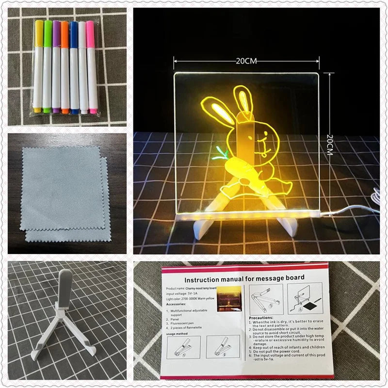 LED Glow Drawing Board – Reusable Kids Art Toy