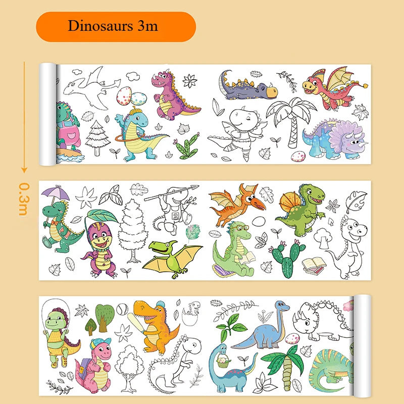 Animal Coloring Roll for Kids – DIY Drawing & Graffiti Educational Paper