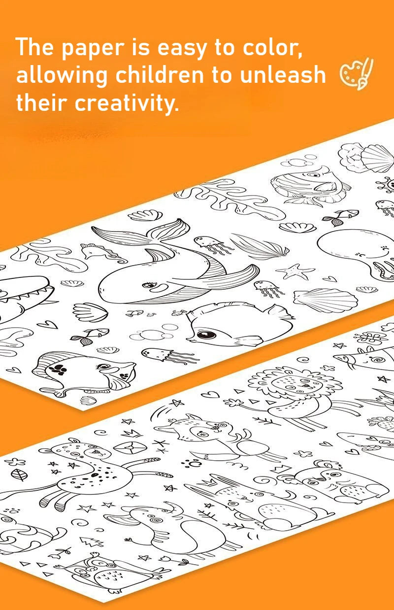 Animal Coloring Roll for Kids – DIY Drawing & Graffiti Educational Paper