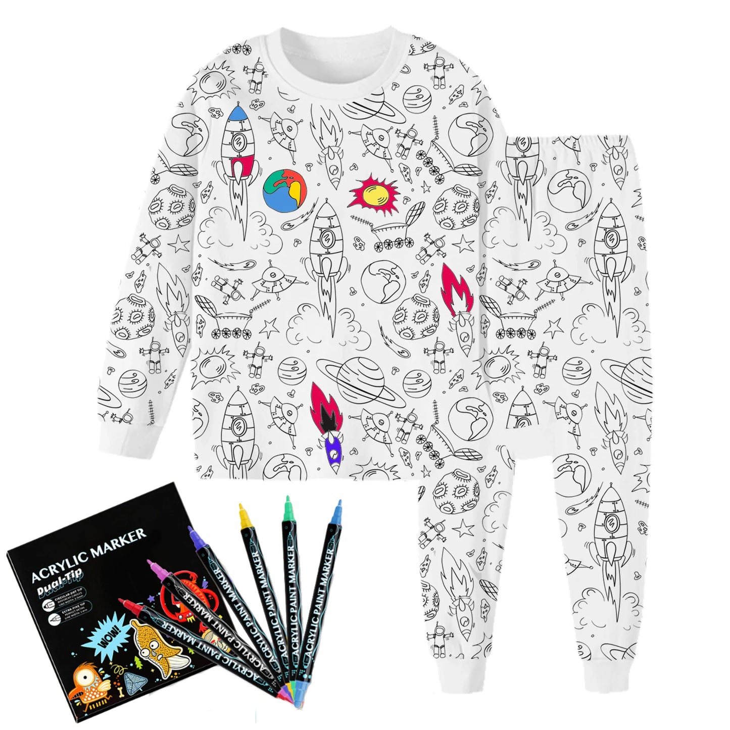 Kids DIY Graffiti Pajama Set – Color & Wear Fun Sleepwear for Boys & Girls