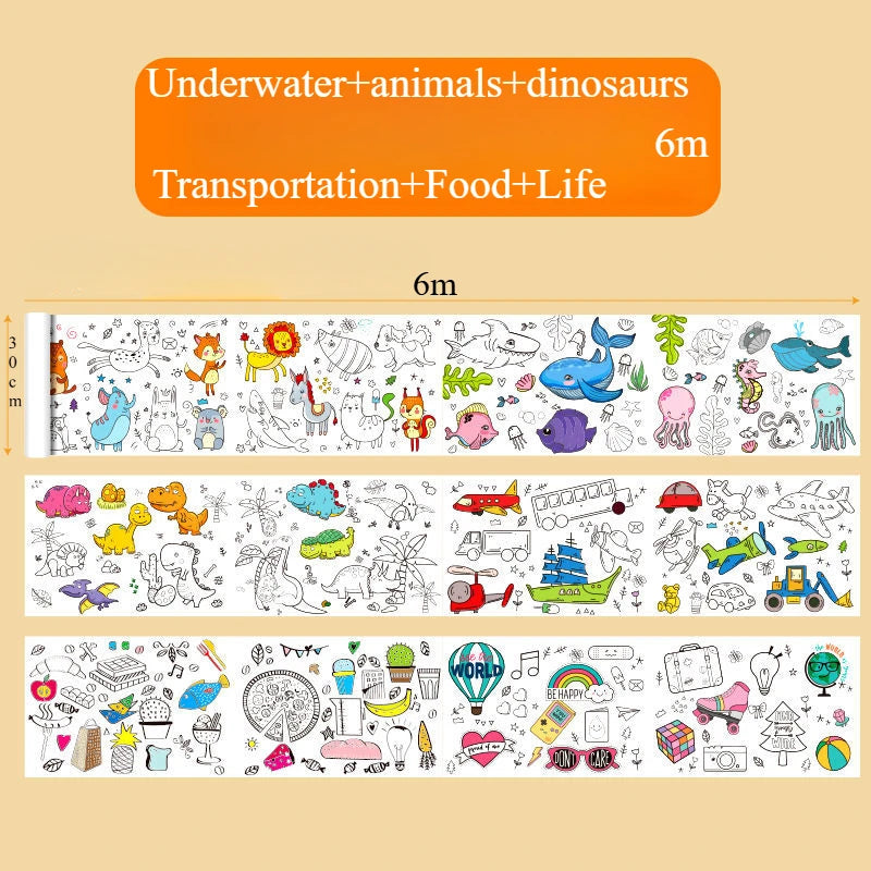 Animal Coloring Roll for Kids – DIY Drawing & Graffiti Educational Paper