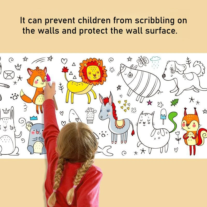 Animal Coloring Roll for Kids – DIY Drawing & Graffiti Educational Paper